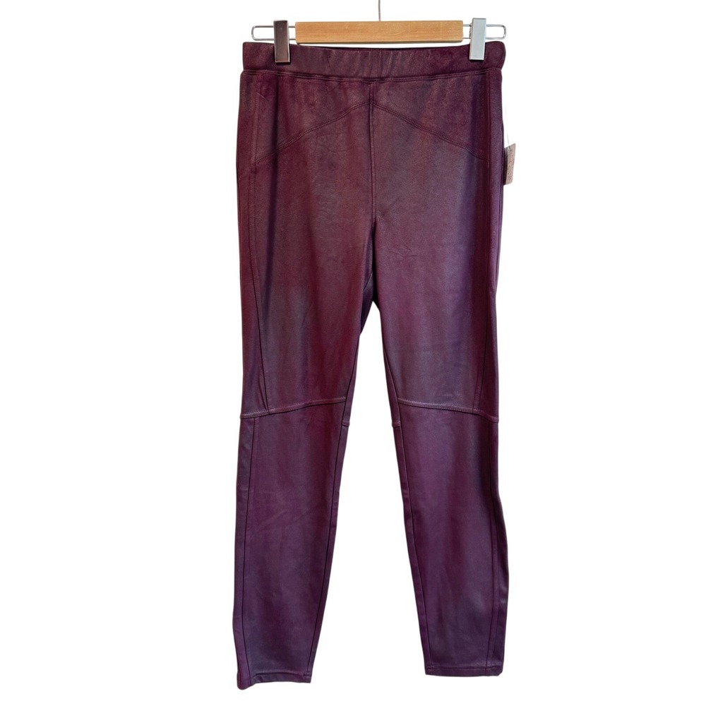 Free People Faux Leather Leggings Wine Purple Moto Style Pants Size‎ S